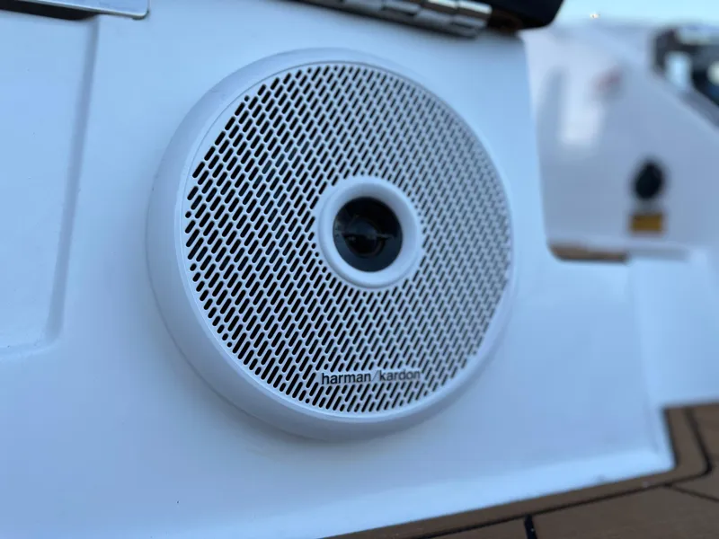 Slide: The Image of 2024 Cobalt R6 boat with Harman Kardon speaker detail. - 30
