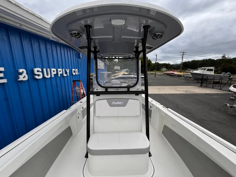 Slide: The Image of 2025 Parker 23SE Center Console boat at a supply company dock. - 10