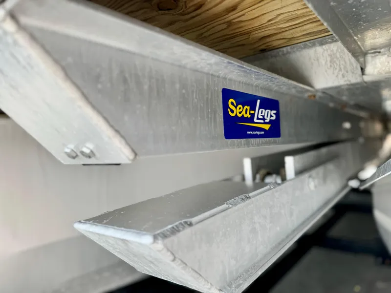 Slide: The Image of Close-up of Sea-Legs system on 2019 Premier Accolade 310 pontoon boat. - 9