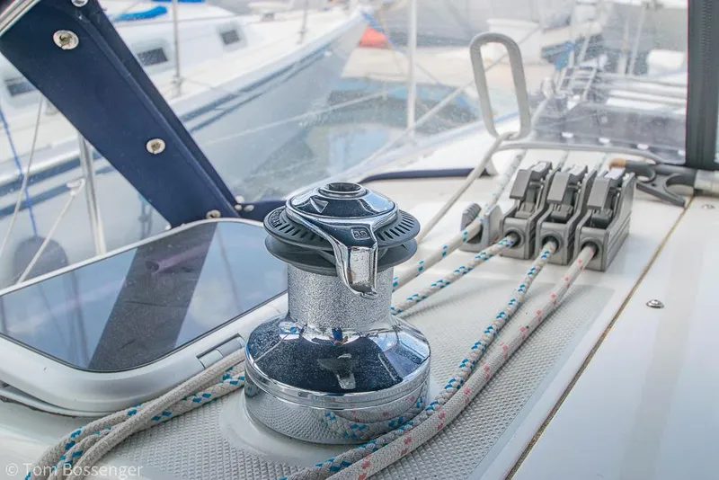 Slide: The Image of Deck of 2002 Catalina 36 MkII sailboat with winch and ropes. - 39