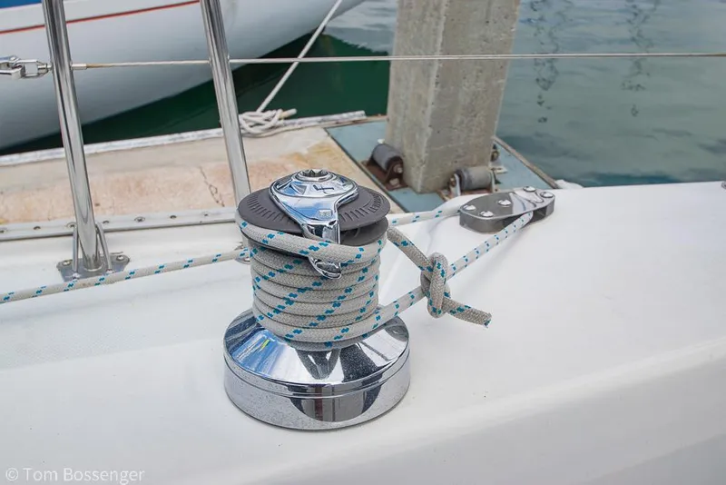 Slide: The Image of Winch on a 2002 Catalina 36 MkII sailboat deck, with rope coiled around it. - 41