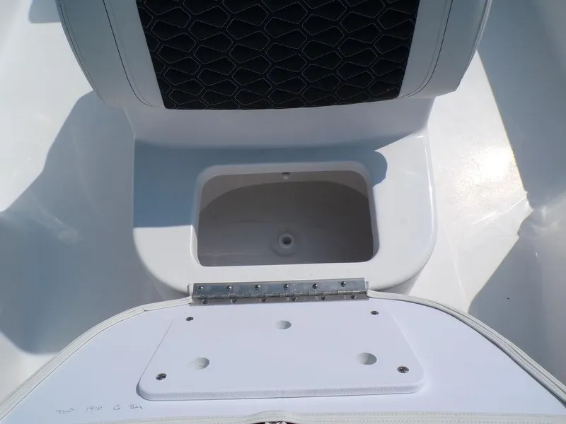 Slide: The Image of Tidewater 1910 Bay Max 2025 boat interior with storage compartment. - 10