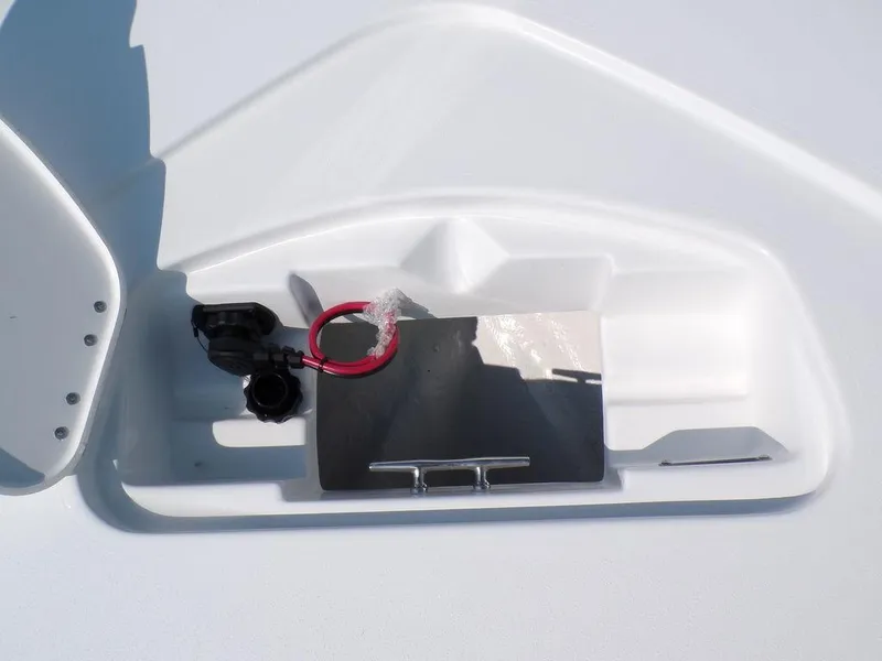 Slide: The Image of 2025 Tidewater 1910 Bay Max boat compartment with cleat and wiring. - 6