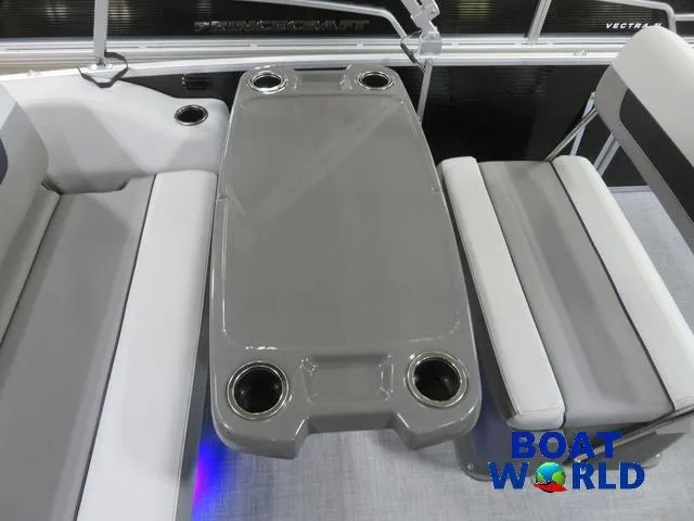 Slide: The Image of 2025 Princecraft Vectra 23 RL pontoon with dinette and cup holders. - 31
