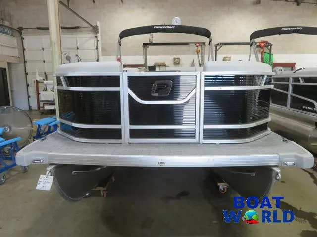 Slide: The Image of 2025 Princecraft Vectra 23 RL Swingback Dinette Pontoon in showroom, front view. - 38