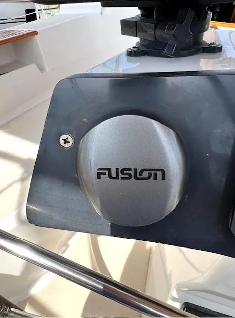 Slide: The Image of Fusion audio system on 1998 Tartan 4100 sailboat dashboard. - 12