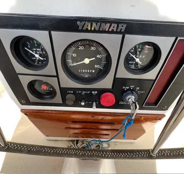 Slide: The Image of Yanmar engine control panel on 1998 Tartan 4100 sailboat. - 17