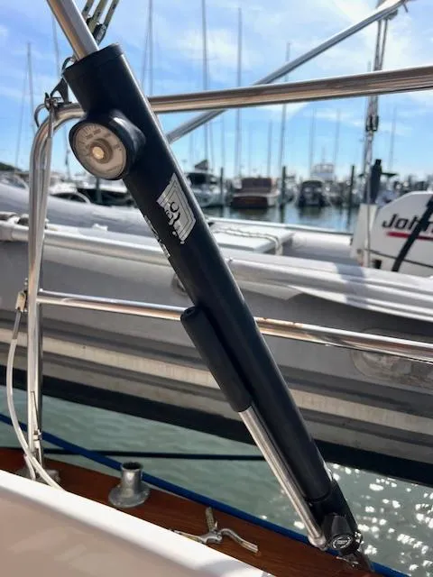 Slide: The Image of Close-up of a 1998 Tartan 4100 sailboat's rigging in a marina. - 20