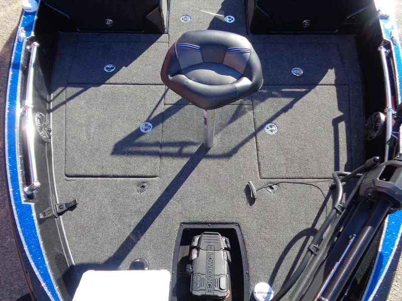 Slide: The Image of 2024 Nitro ZV20 Pro boat deck with seating and storage compartments. - 10