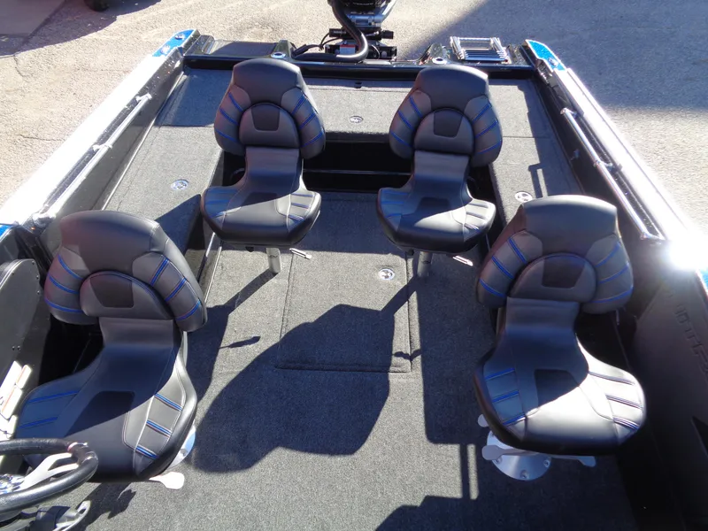 Slide: The Image of 2024 Nitro ZV20 Pro boat interior with four cushioned seats. - 7