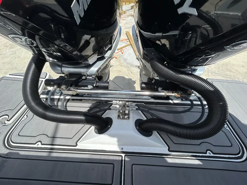 Slide: The Image of 2019 Blackfin 272 CC boat engines with hoses and connectors. - 4