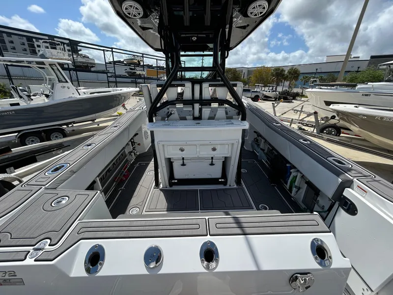 Slide: The Image of 2019 Blackfin 272 CC boat interior with modern design and spacious deck. - 5
