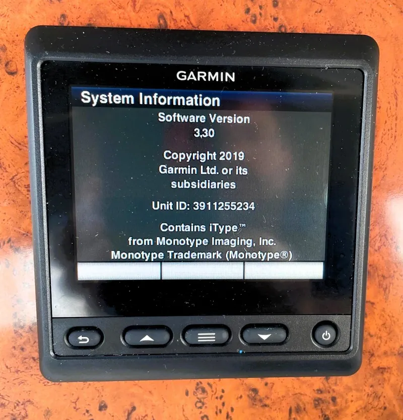 Slide: The Image of Garmin system display on 2006 Silverton 39 Motor Yacht, showing software version 3.30. - 49