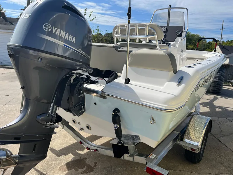 Slide: The Image of 2025 Key West 189 FS boat with Yamaha outboard motor on trailer. - 3