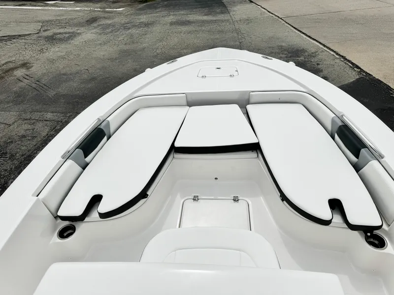 Slide: The Image of 2024 Robalo 226 Cayman boat with spacious seating and sleek design. - 49