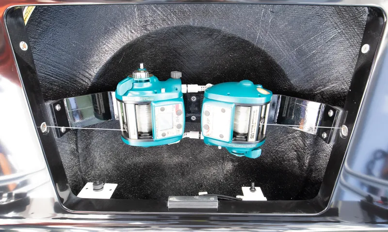 Slide: The Image of Fishing reel storage on 2022 Valhalla Boatworks 46 Center Console. - 15