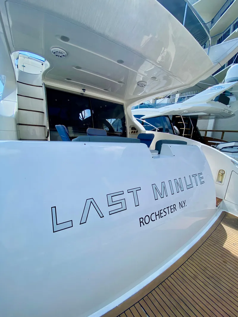 Slide: The Image of Azimut 55 yacht, 2002 model, named "Last Minute," docked in Rochester, NY. - 6