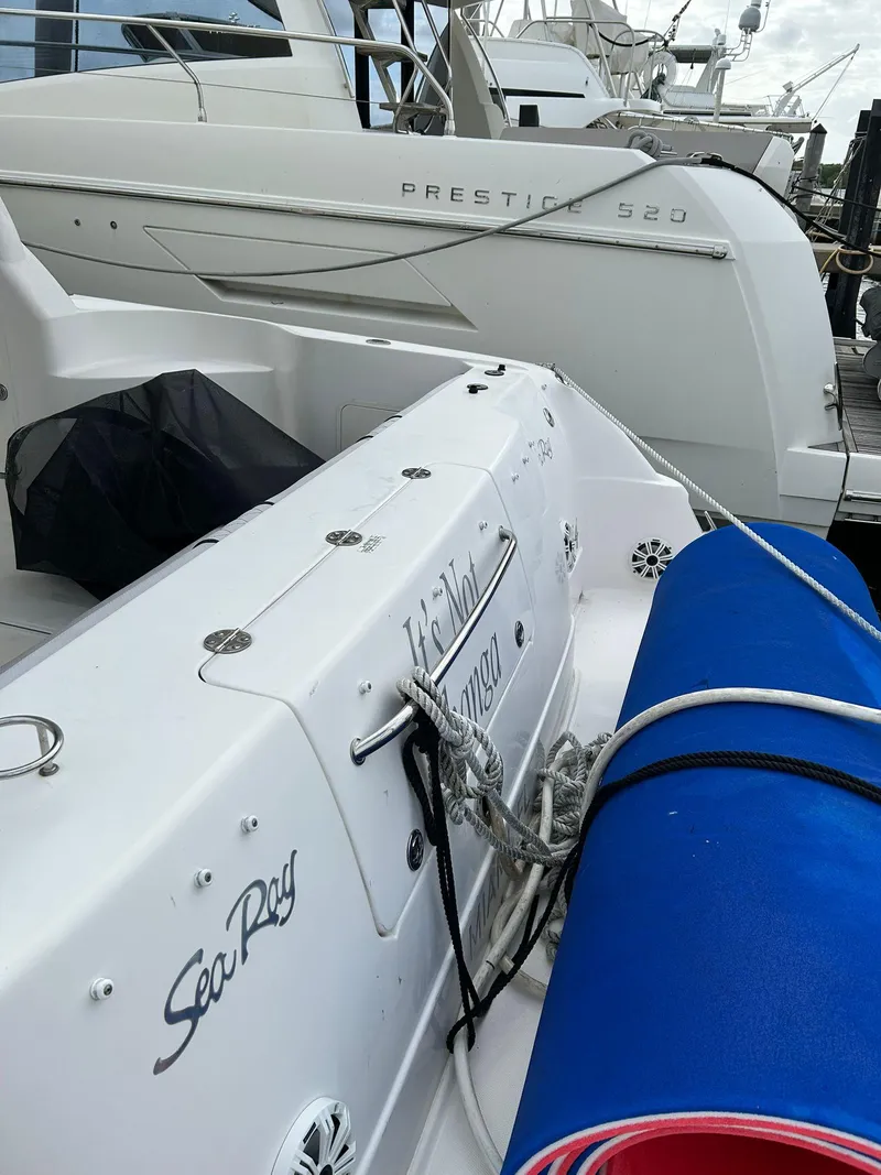 Slide: The Image of 2008 Sea Ray 44 Sedan Bridge docked beside a Prestige 520 yacht. - 46