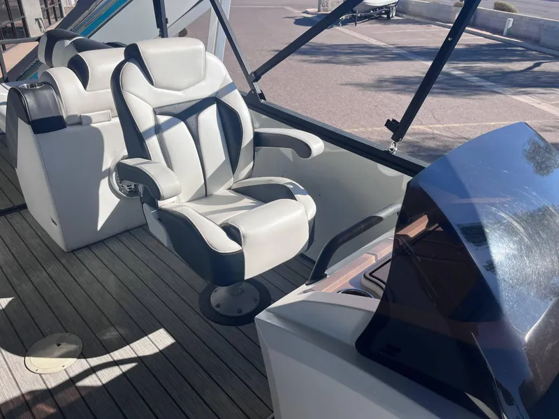 Slide: The Image of 2020 Montara Surf Boss boat interior with luxury seating and sleek design. - 9