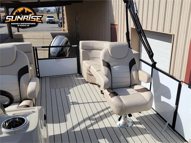 Slide: The Image of 2024 SunCatcher Select 20RC boat interior with plush seating and modern design. - 19
