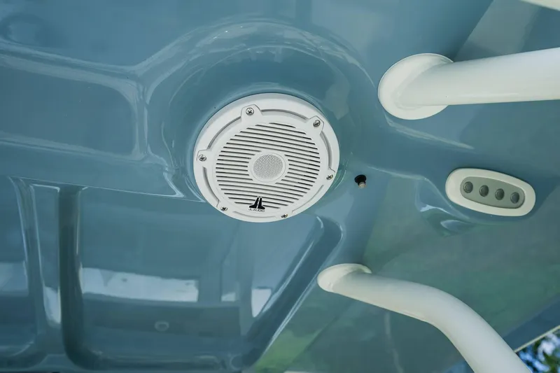 Slide: The Image of 2025 Sea Hunt Gamefish 28 FS boat speaker and control panel detail. - 19