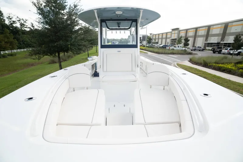 Slide: The Image of 2025 Sea Hunt Gamefish 28 FS boat with spacious seating and modern design. - 8