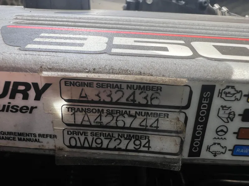 Slide: The Image of 2009 Rinker 246 Captiva Bowrider engine serial numbers and color codes displayed. - 39