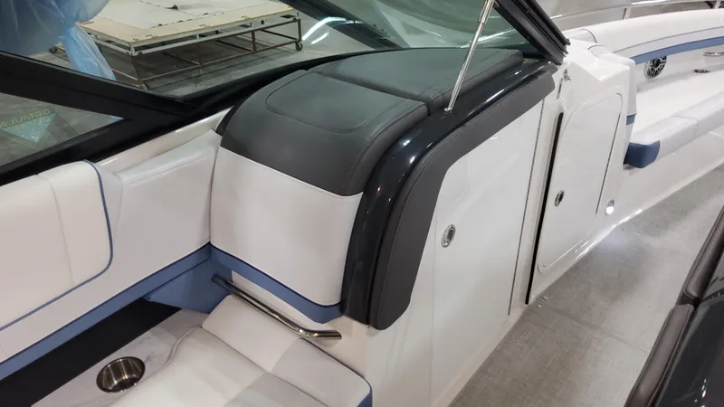 Slide: The Image of 2025 Formula 330 Crossover Bowrider OB interior, featuring sleek seating and modern design. - 38