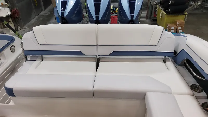 Slide: The Image of 2025 Formula 330 Crossover Bowrider OB interior seating with modern design. - 49