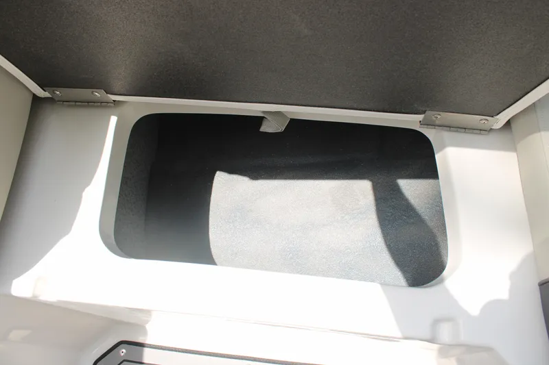 Slide: The Image of Storage compartment in 2025 Starcraft 230 boat, featuring a spacious interior and secure lid. - 14