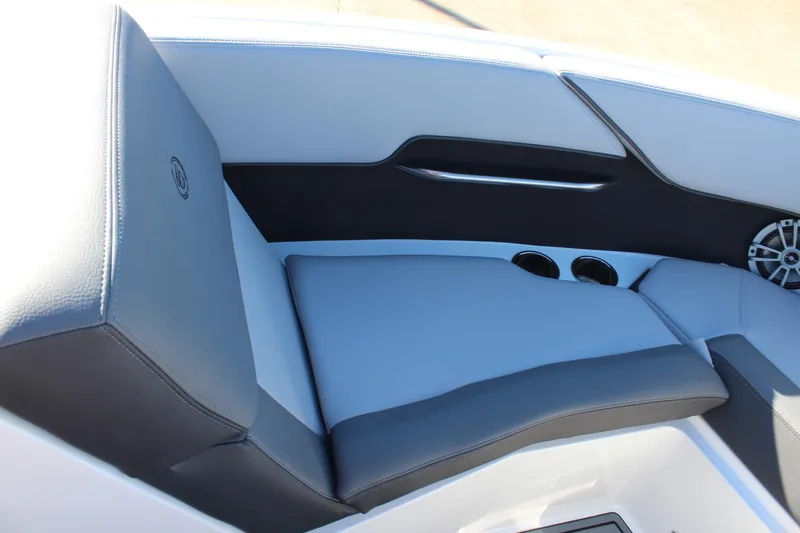 Slide: The Image of 2025 Cobalt CS23 boat interior with sleek seating and modern design. - 27