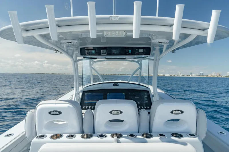 Slide: The Image of 2023 Valhalla Boatworks V-41 center console on open water. - 11