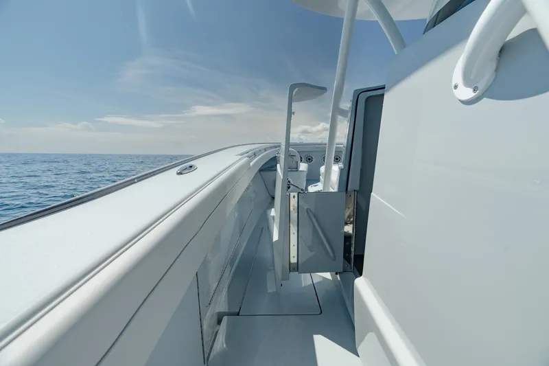 Slide: The Image of 2023 Valhalla Boatworks V-41 on open sea, showcasing sleek deck design. - 34