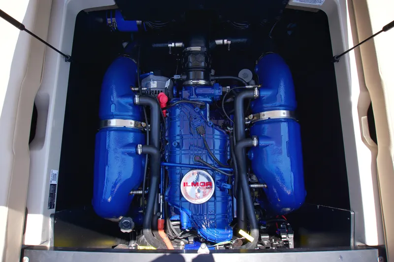 Slide: The Image of 2025 MasterCraft NXT22 engine with blue components and ILMOR branding. - 15