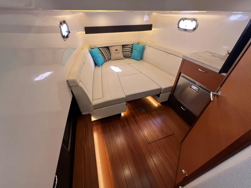 Slide: The Image of Luxurious interior of 2020 Pursuit S408 yacht with cozy seating and modern design. - 23