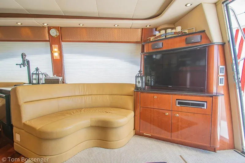 Slide: The Image of Luxurious interior of 2008 Meridian 580 Pilothouse with leather seating and entertainment center. - 15