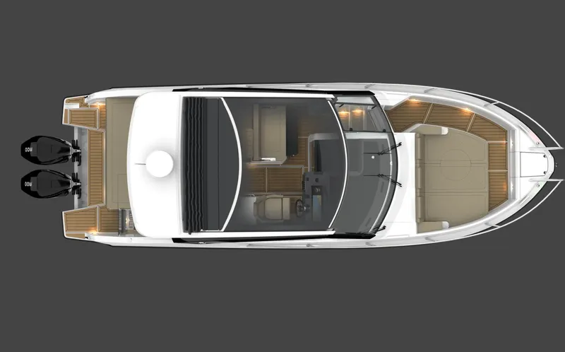 Slide: The Image of Top view of 2024 Parker Poland Sorrento 100 boat with dual engines. - 13