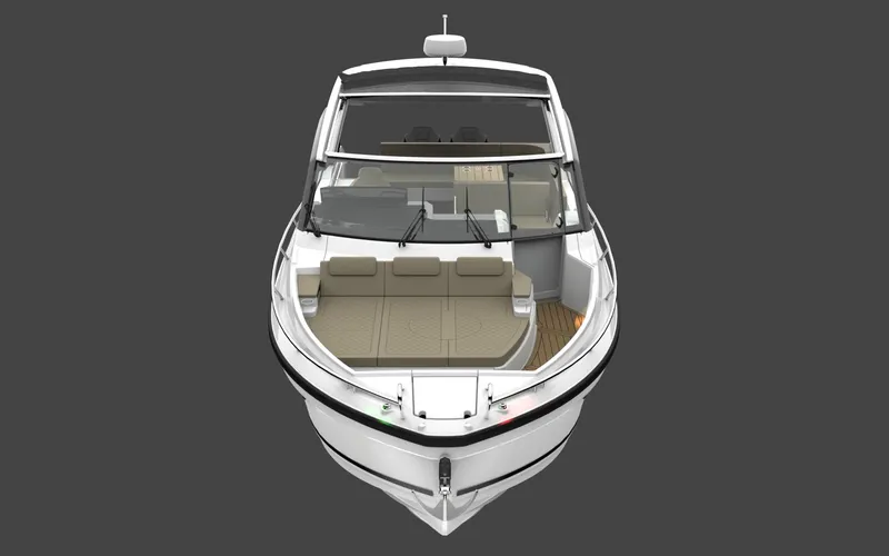 Slide: The Image of 2024 Parker Poland Sorrento 100 boat, front view, sleek design, spacious seating. - 14