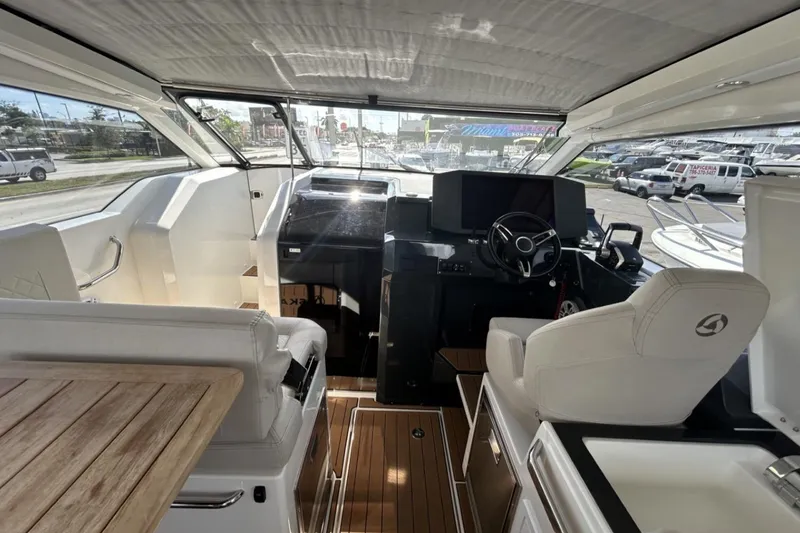 Slide: The Image of Interior of 2025 Parker Poland Sorrento 100 yacht with modern helm and seating. - 40