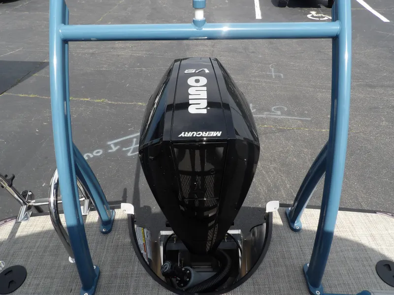 Slide: The Image of 2023 Berkshire 23RFX STS with Mercury outboard motor, rear view. - 7