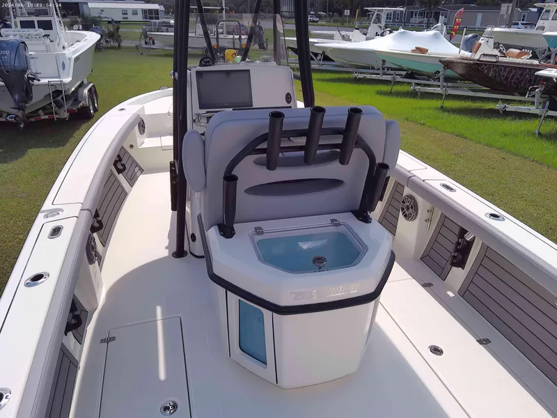 Slide: The Image of 2025 Pathfinder 2400 Open boat interior with seating and storage features. - 5