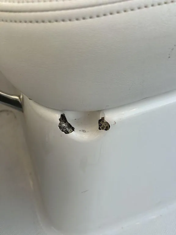 Slide: The Image of Damaged seat base on 2007 Chaparral 236 SSi boat. - 23