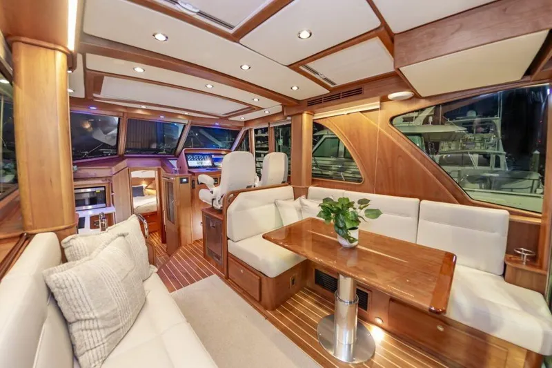 Slide: The Image of Luxurious interior of 2026 Sabre 43 Salon Express yacht with elegant wood finishes. - 15