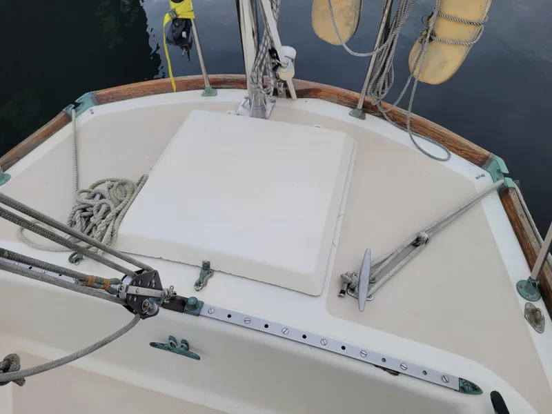 Slide: The Image of Deck of 1967 Spencer 42 sailboat with ropes and anchor. - 43