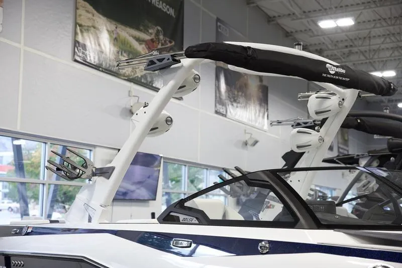 Slide: The Image of 2025 Malibu 22 LSV boat interior with sleek design and advanced features. - 5