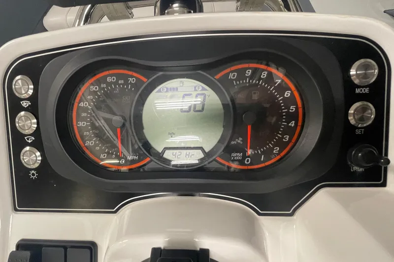 Slide: The Image of Dashboard of 2022 Williams Jet Tenders SportJet 345 with speedometer and controls. - 16