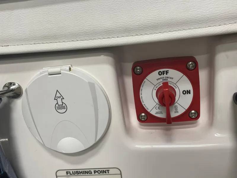 Slide: The Image of Control panel of 2022 Williams Jet Tenders SportJet 345 with switch and flushing point. - 18
