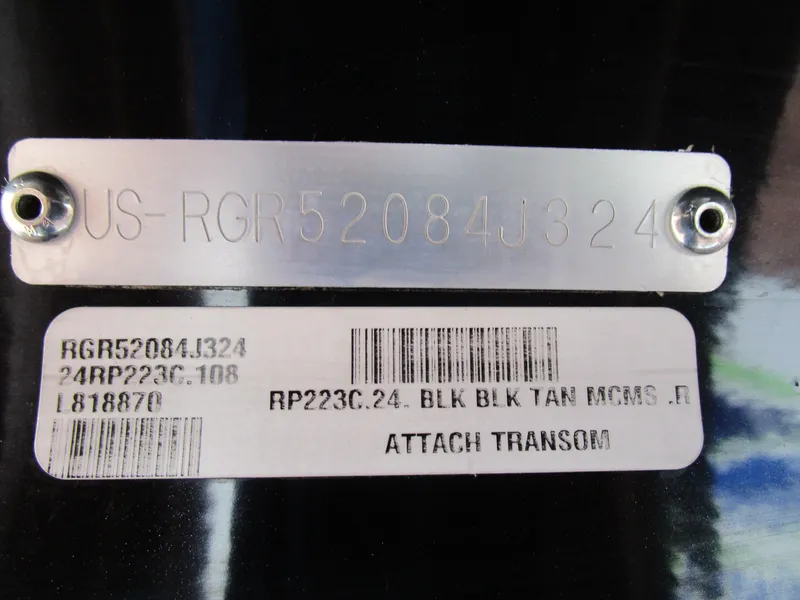 Slide: The Image of 2024 Ranger Reata 223C identification plate with serial numbers and barcodes. - 32