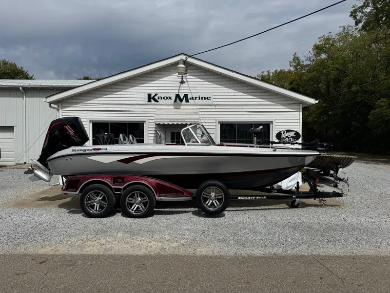 Slide: The Image of 2025 Ranger 620FS Ranger Cup Equipped boat parked at Knox Marine dealership. - 1