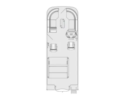 Slide: The Image of 2025 Trifecta 22UL LE T pontoon boat interior with gray and blue seating. - 16